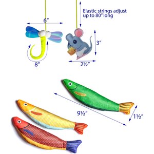 Pet Fit For Life Catnip Crinkle Fish & Hanging Cat Toy, 3 count