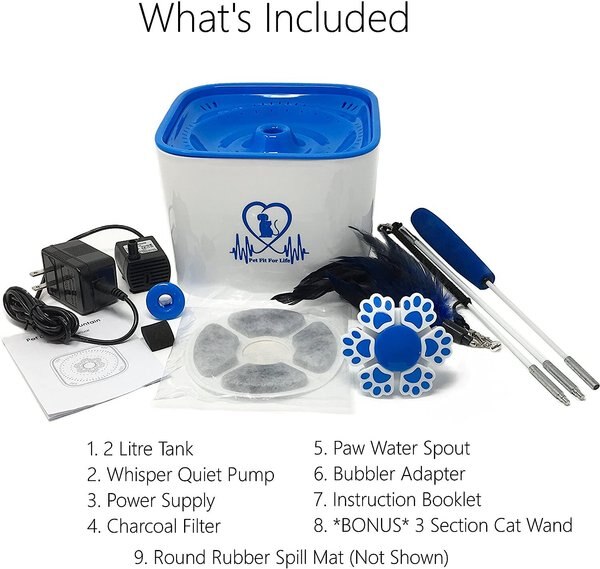 Pet Fit For Life Plastic Cat Water Fountain with Cat Wand & Mat, 67-oz