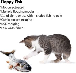 Pet Fit For Life Robotic Floppy Fish & Wand Cat Toy slide 2 of 9