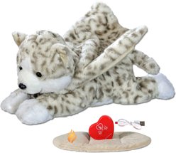 Pet Fit For Life Stuffed Cat with Calming Heartbeat & Heating Pad Plush Cat Toy, Brown, Medium