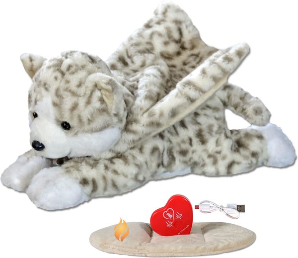 Pet Fit For Life Stuffed Cat with Calming Heartbeat & Heating Pad Plush Cat Toy, Brown, Medium