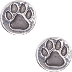 Pet Friends Antiqued Circle Paw Stud Earrings, Silver slide 1 of 2