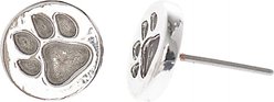 Pet Friends Antiqued Circle Paw Stud Earrings, Silver slide 2 of 2