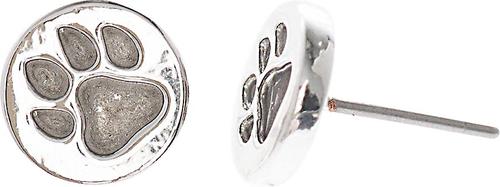 Show full view: Pet Friends Antiqued Circle Paw Stud Earrings, Silver slide 3 of 4