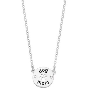 Pet Friends Dog Mom Pendant Necklace, Silvertone