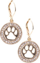 Pet Friends Pave Paw Cutout Drop Earrings, Gold