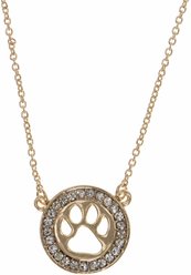 Pet Friends Pave Paw Cutout Pendant Necklace, Gold