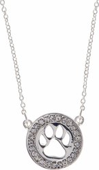 Pet Friends Pave Paw Cutout Pendant Necklace, Silver