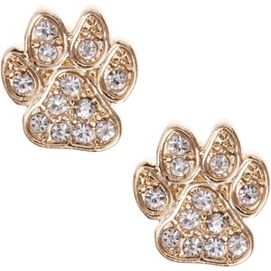 Pet Friends Pave Paw Stud Earrings, Gold