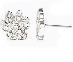 Pet Friends Pave Paw Stud Earrings, Silver slide 2 of 2