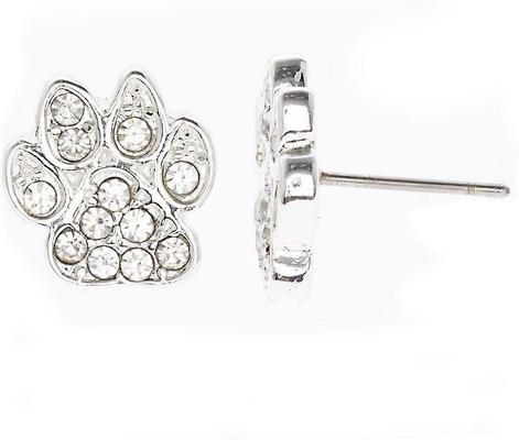 Show full view: Pet Friends Pave Paw Stud Earrings, Silver slide 2 of 3