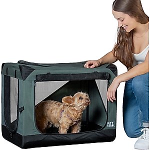 Pet Gear 3 Door Insta-Fold Soft Dog Crate, Dark Cypress, 26 inch