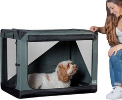 Pet Gear 3 Door Insta-Fold Soft Dog Crate, Dark Cypress, 30 inch