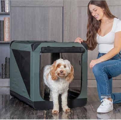 Show full view: Pet Gear 3 Door Insta-Fold Soft Dog Crate, Dark Cypress, 30 inch slide 3 of 6
