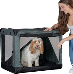 Pet Gear 3 Door Insta-Fold Soft Dog Crate, Dark Cypress, 36 inch