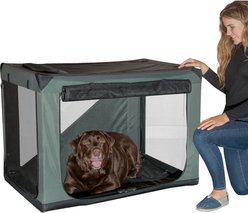Pet Gear 3 Door Insta-Fold Soft Dog Crate, Dark Cypress, 42 inch