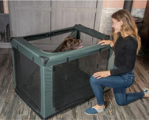 Show full view: Pet Gear 3 Door Insta-Fold Soft Dog Crate, Dark Cypress, 42 inch slide 3 of 5