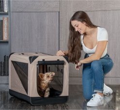 Pet Gear 3 Door Insta-Fold Soft Dog Crate, Sand, 26 inch slide 2 of 4