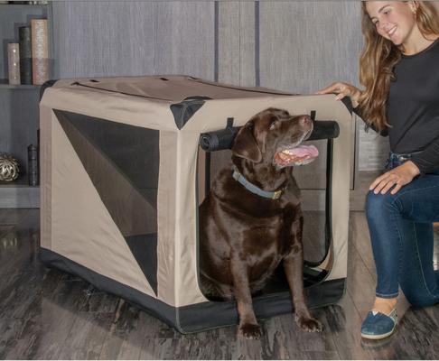 Show full view: Pet Gear 3 Door Insta-Fold Soft Dog Crate, Sand, 42 inch slide 2 of 5