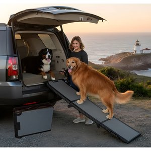 Pet Gear Full Length Tri-Fold Pet Ramp, Grey/Black
