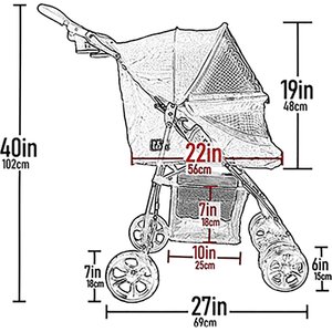 Pet Gear Happy Trails Lite No-Zip Dog, Cat & Small Pet Stroller, Jaguar