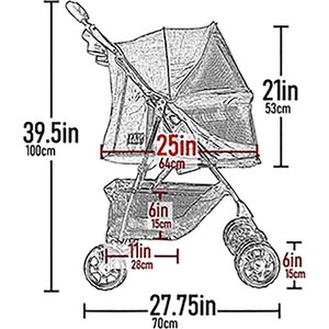 Pet Gear Happy trails No-Zip Pet Stroller, Pink Diamond