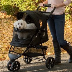 Pet Gear Special Edition No-Zip Dog & Cat Stroller, Black with Gold Monogram
