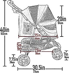Pet Gear Special Edition No-Zip Dog & Cat Stroller, Black with Gold Monogram slide 2 of 4