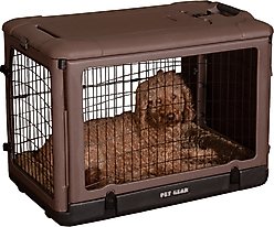 Pet Gear The Other Door 4-Door Collapsible Wire Dog Crate & Pad, Chocolate, 36 inch
