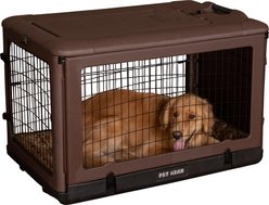 Pet Gear The Other Door 4-Door Collapsible Wire Dog Crate & Pad, Chocolate, 42 inch