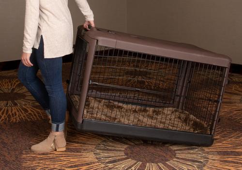 Show full view: Pet Gear The Other Door 4-Door Collapsible Wire Dog Crate & Pad, Chocolate, 42 inch slide 5 of 7