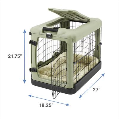 Show full view: Pet Gear The Other Door Double Door Collapsible Wire Dog Crate & Plush Pad, Sage, 27 inch slide 3 of 10