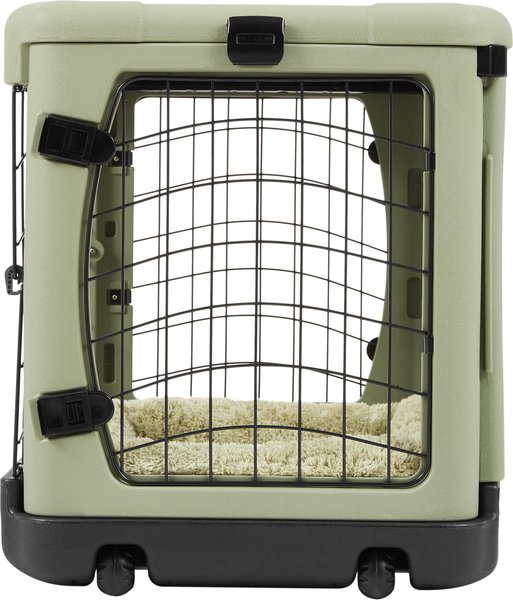 Show full view: Pet Gear The Other Door Double Door Collapsible Wire Dog Crate & Plush Pad, Sage, 27 inch slide 6 of 10