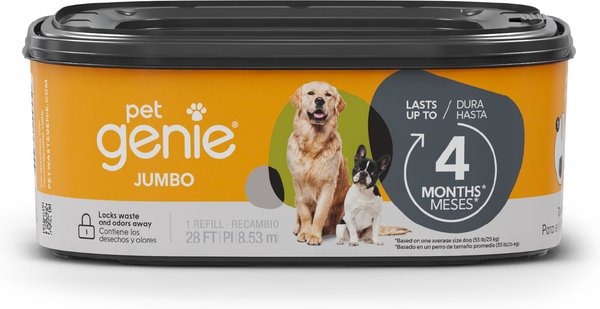42-Foot Jumbo Refill Bag For Pet Genie Waste System - Lasts Up To 6 Months, Fits Dog Waste Disposal Pails (1 Pack)