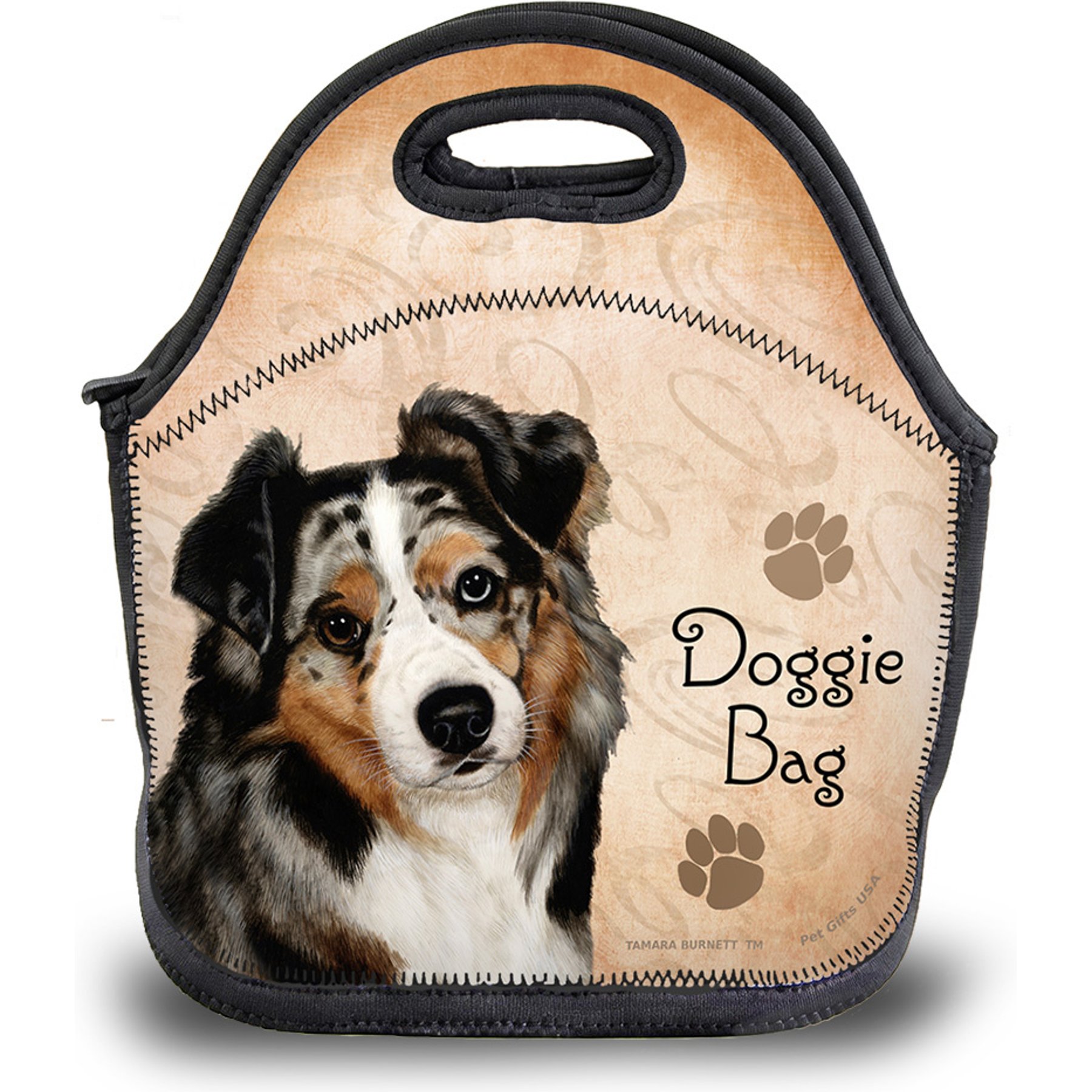 Pet Gifts USA Australian Shepherd Blue Merle Pawtastic Lunch Tote Bag, 12 x 12 x 0.5-in
