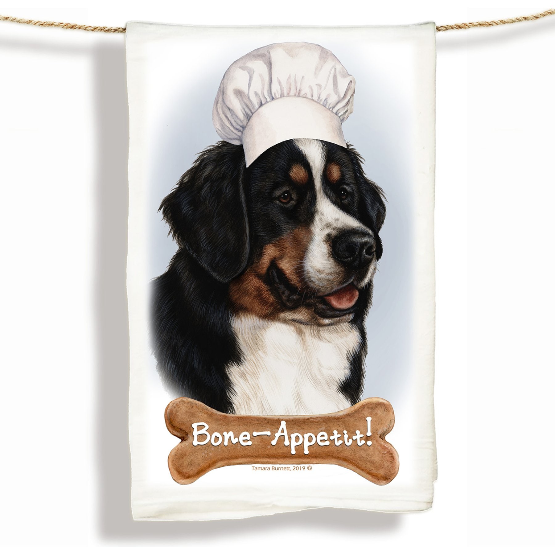 Pet Gifts USA Bernese Mountain Dog Flour Sack Towel, 28 x 27-in