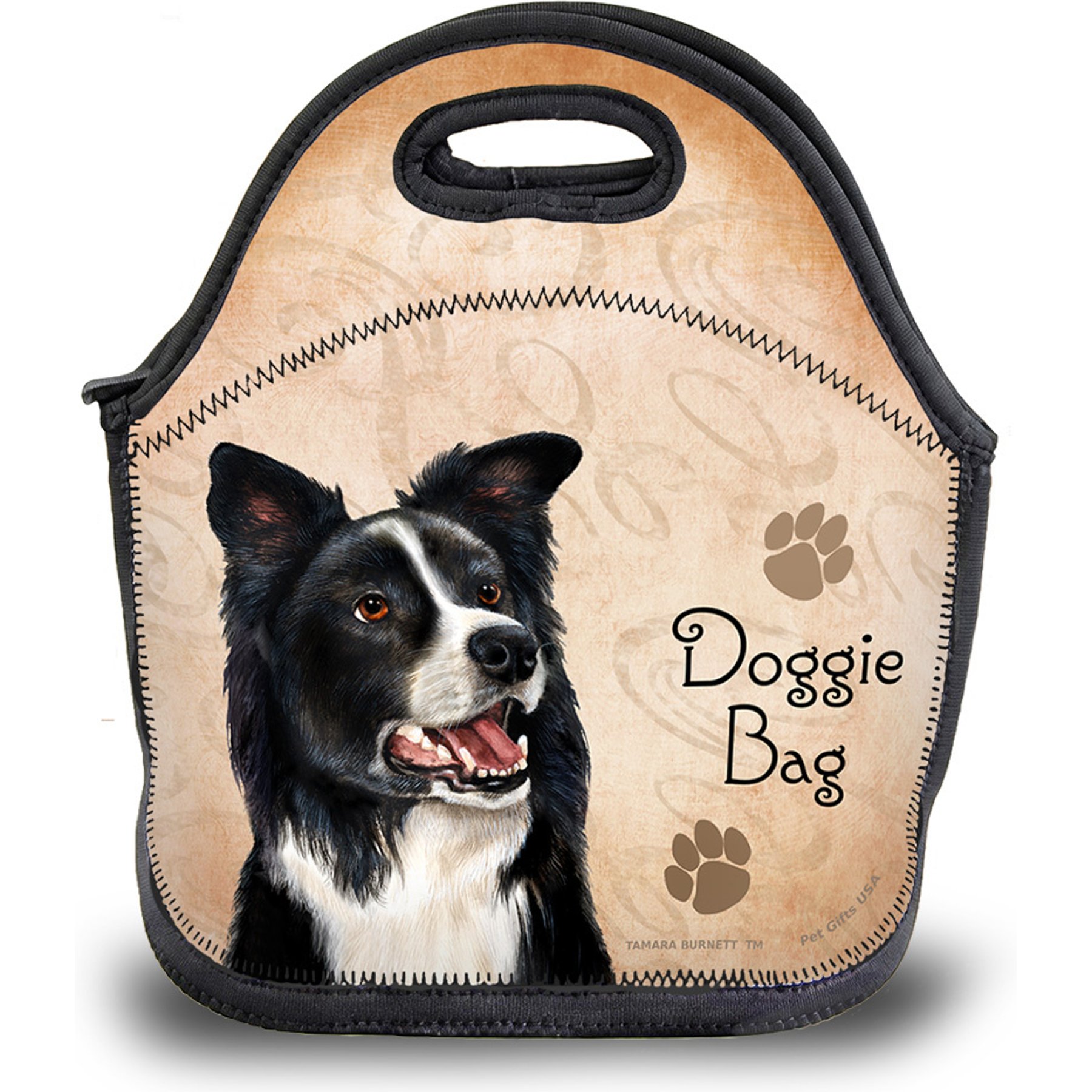 Pet Gifts USA Border Collie Black & White Pawtastic Lunch Tote Bag, 12 x 12 x 0.5-in