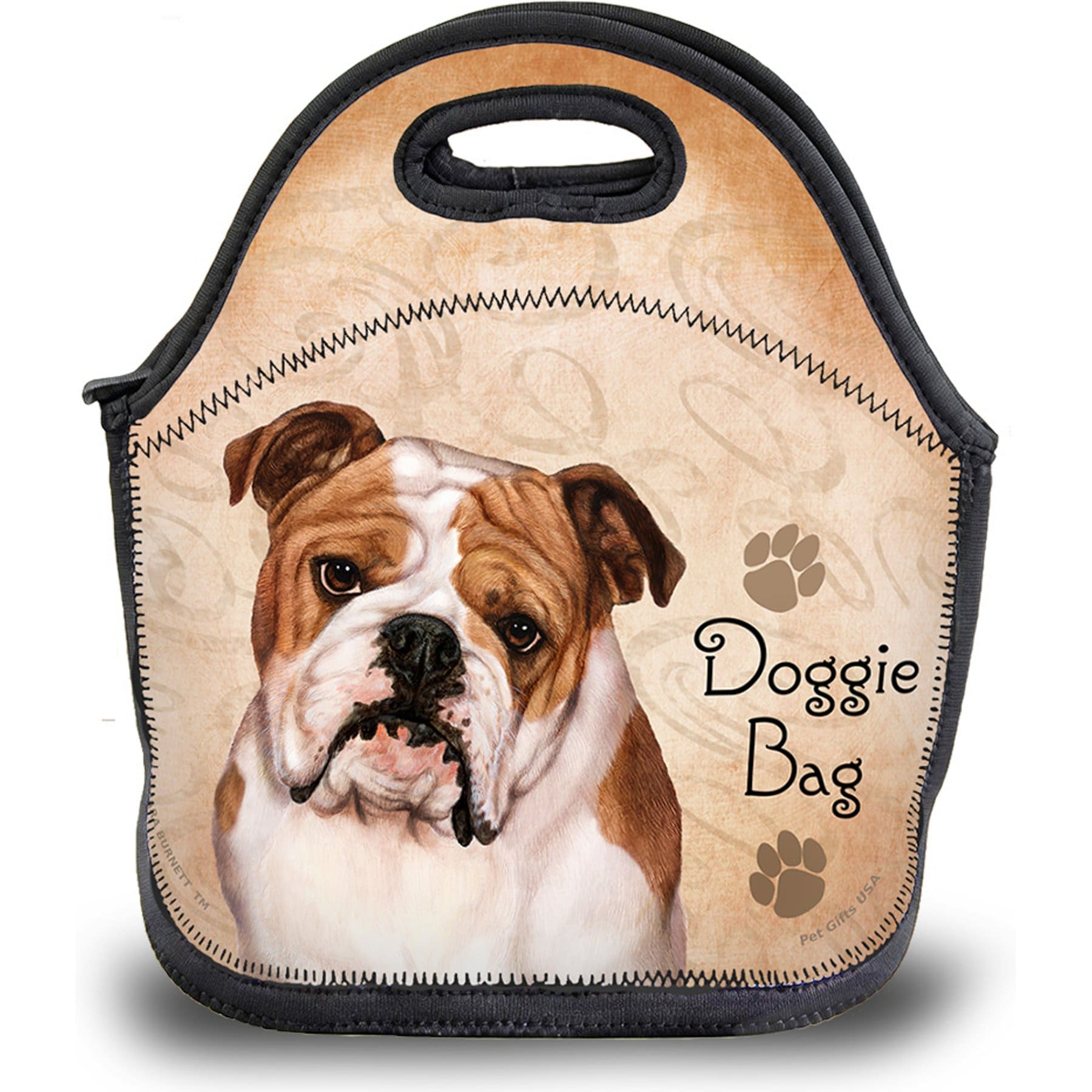 Pet Gifts USA Bulldog English Tan & White Pawtastic Lunch Tote Bag, 12 x 12 x 0.5-in