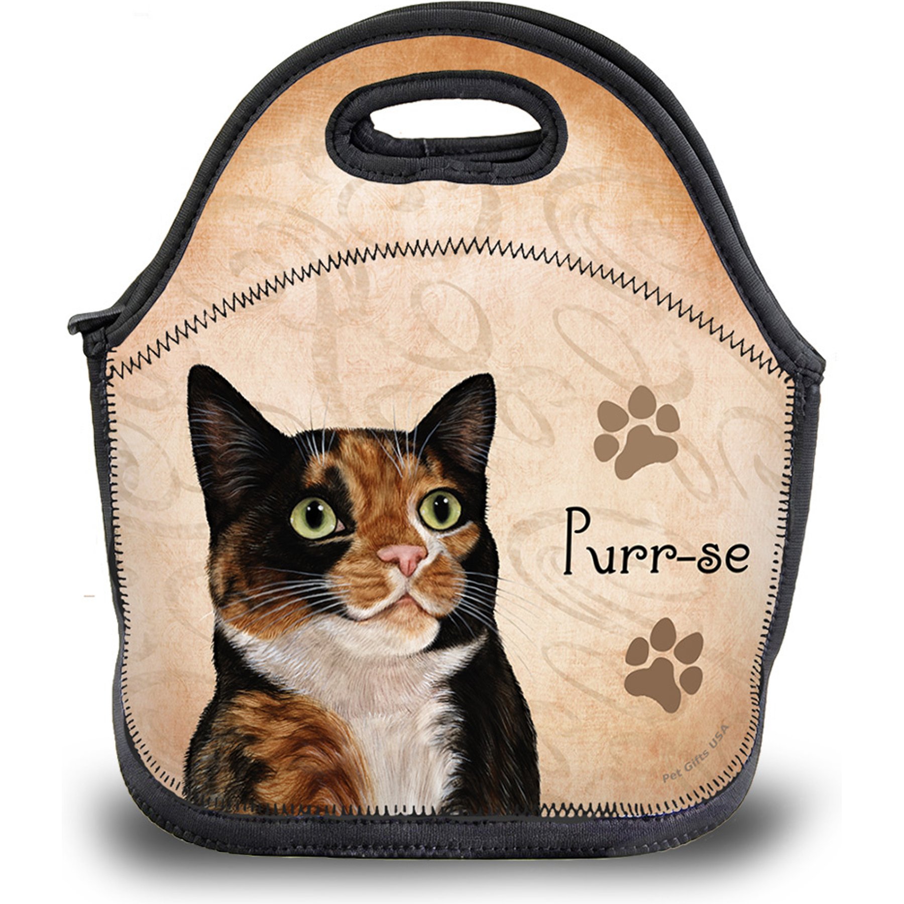 Pet Gifts USA Calico Cat Pawtastic Lunch Tote Bag, 12 x 12 x 0.5-in
