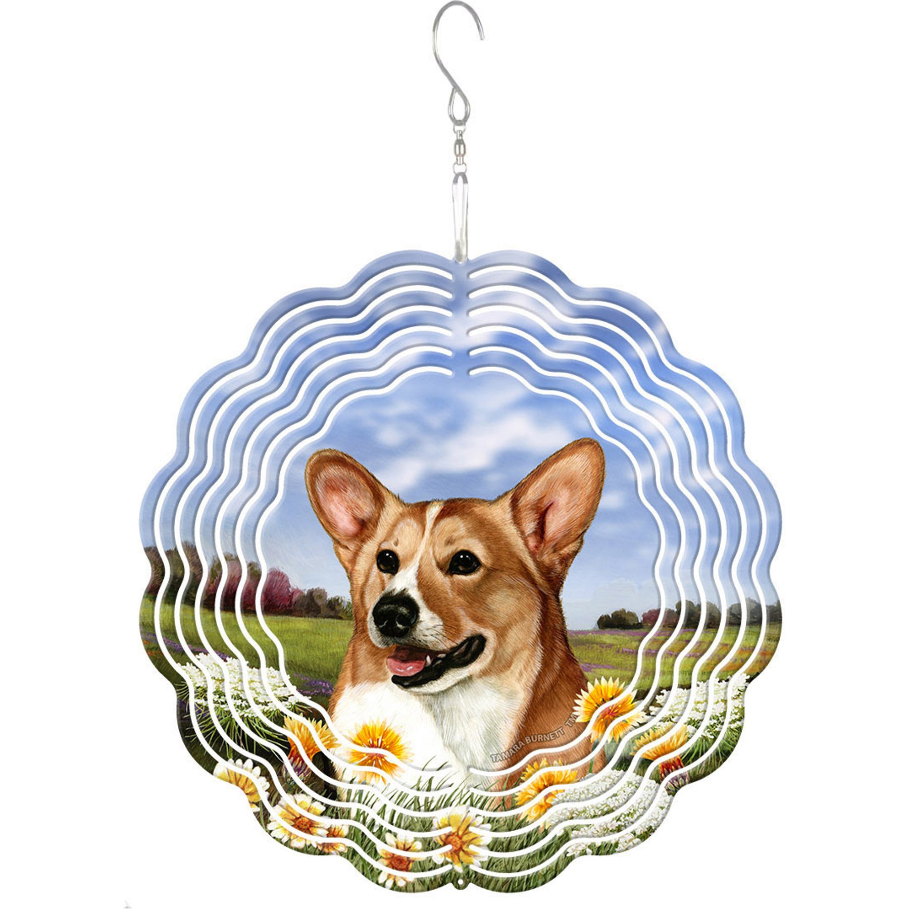 Pet Gifts USA Corgi Pembroke Tan & White Wind Spinnie Outdoor Decor