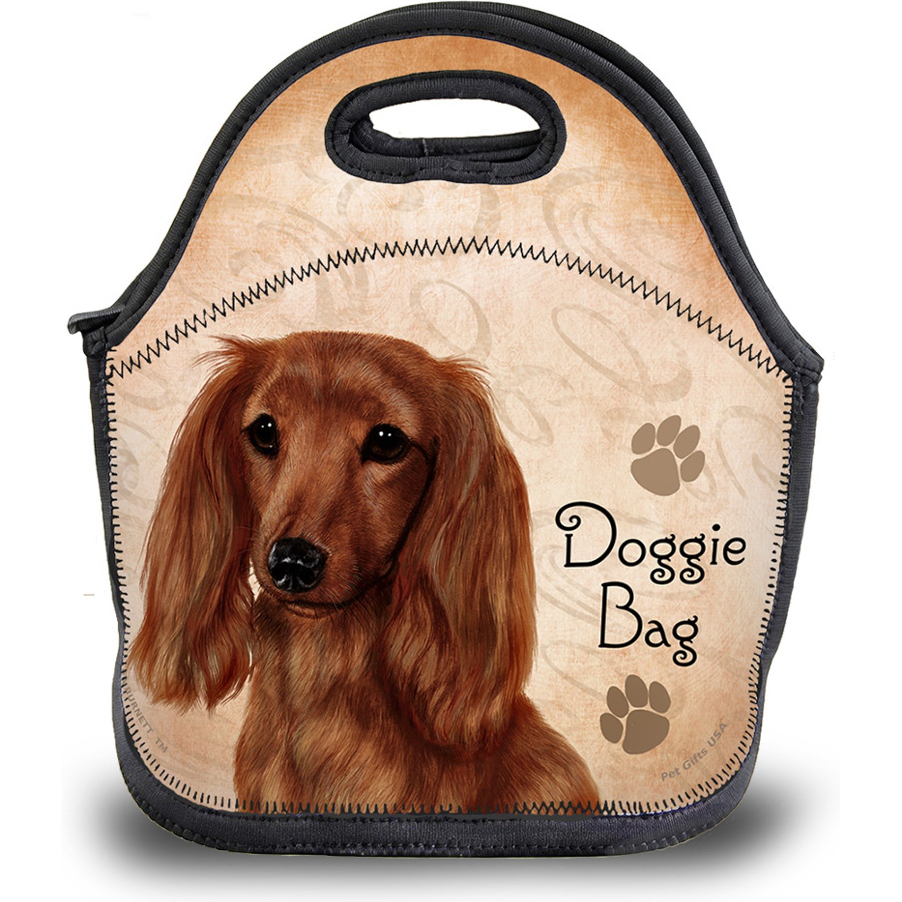 Pet Gifts USA Dachshund Longhair Red Pawtastic Lunch Tote Bag, 12 x 12 x 0.5-in