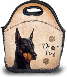 Pet Gifts USA Doberman Black Cropped Pawtastic Lunch Tote Bag, 12 x 12 x 0.5-in
