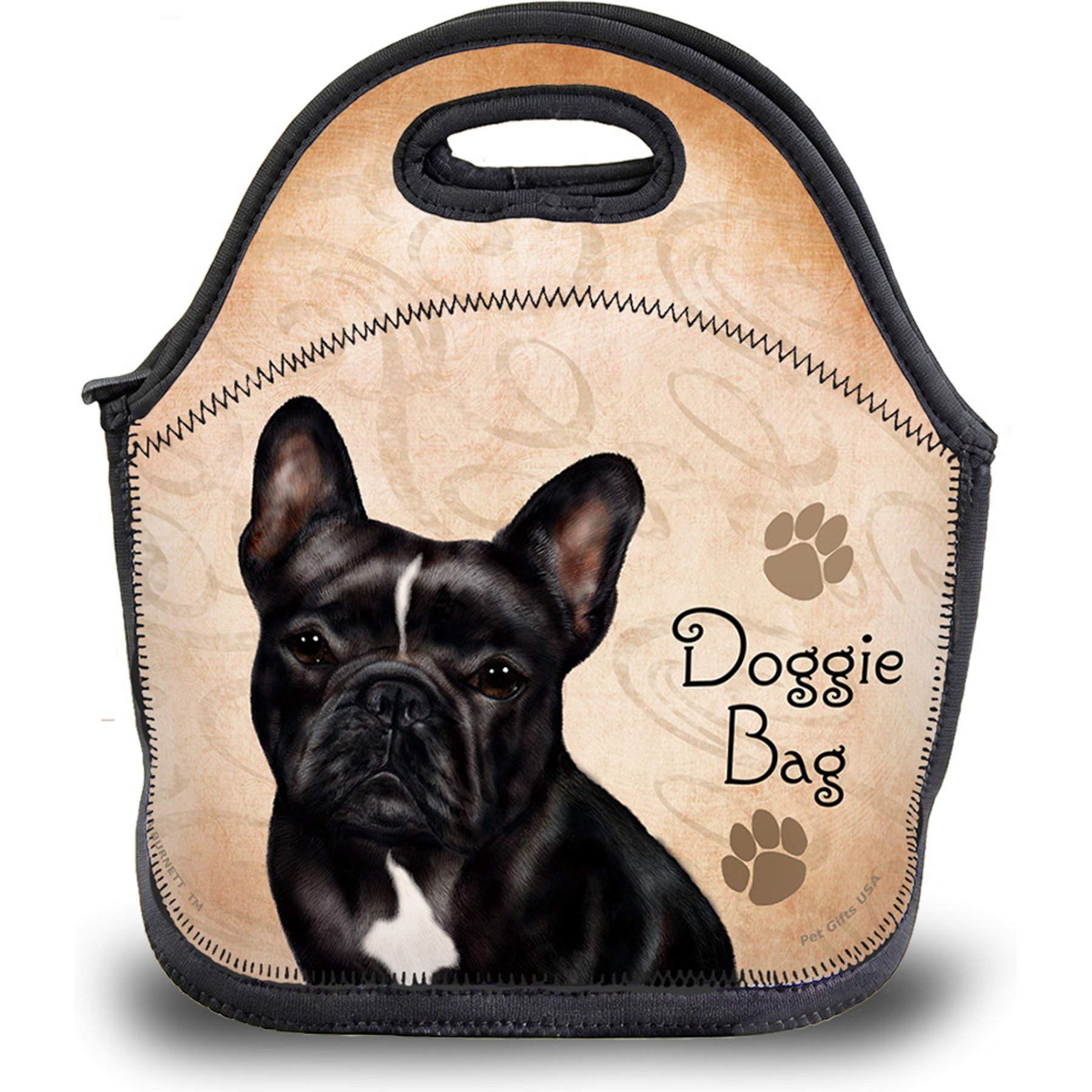 Pet Gifts USA French Bulldog Black & White Pawtastic Lunch Tote Bag, 12 x 12 x 0.5-in