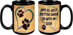 Pet Gifts USA Pawmarks on My Heart "Life is Just Better When I'm with my Dog" Coffee Mug, 15-oz