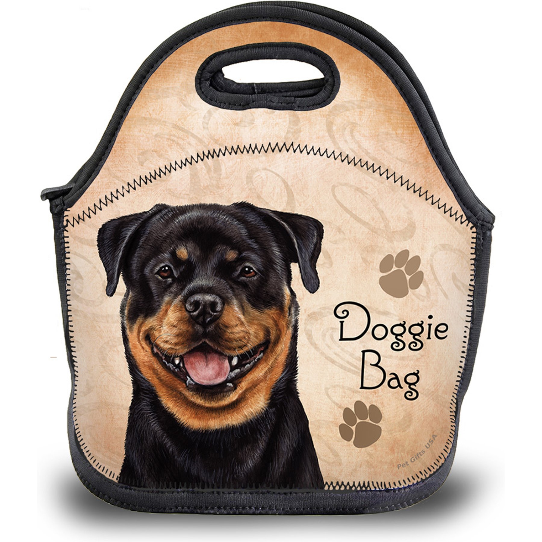 Pet Gifts USA Rottweiler Pawtastic Lunch Tote Bag, 12 x 12 x 0.5-in