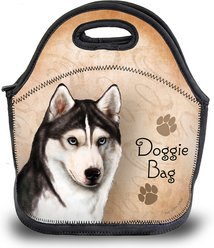 Pet Gifts USA Siberian Husky Blue Eye Black & White Pawtastic Lunch Tote Bag, 12 x 12 x 0.5-in