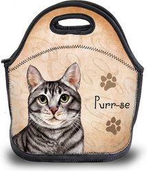 Pet Gifts USA Tabby Silver Pawtastic Lunch Tote Bag, 12 x 12 x 0.5-in