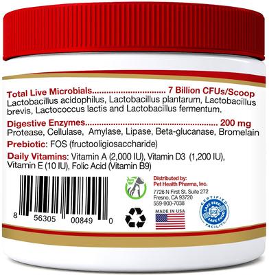 Show full view: Pet Health Pharma Advanced Max-Strength Digestive Health Probiotic Powder Dog Supplement, 4.2-oz slide 4 of 9