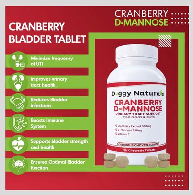 Show full view: Pet Health Pharma Cranberry D-Mannose Urinary Tract Infection Support Cat & Dog Supplement, 120 count slide 5 of 10