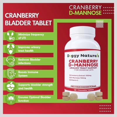Show full view: Pet Health Pharma Cranberry D-Mannose Urinary Tract Infection Support Cat & Dog Supplement, 150 count slide 4 of 10